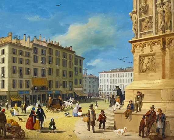 Piazza del Duomo, 1850, Amanzia Guerillot Inganni