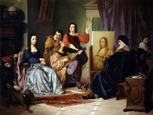 Léonard da Vinci peignant la Mona Lisa, 1863, Cesare Maccari