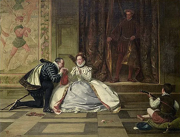 La reina Isabel y Leicester, 1865, William Frederick Yeames