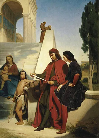 Le Pérugin et Raphaël à Pérouse, 1842, Édouard Cibot